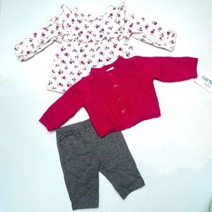 Carters baby girl set 3 pieces